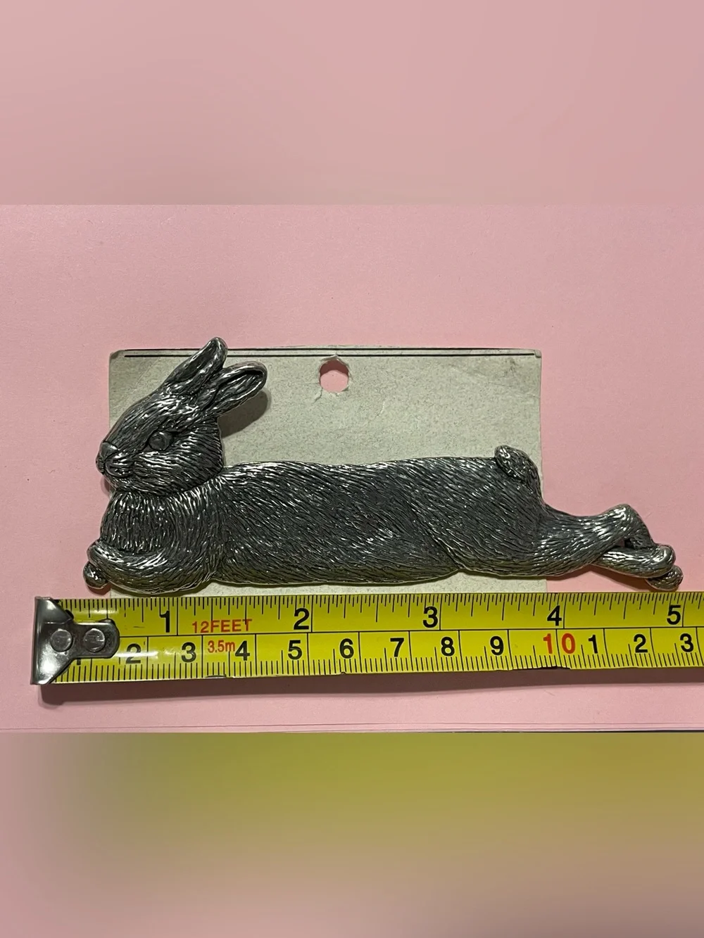 Sheridan Pewter Lounging Rabbit Brooch Textured Vintage #0151 💎